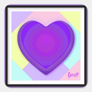 Pastel colors & purple hearts beating square sticker