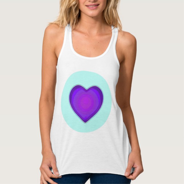 Pastel colors & purple hearts beating tank top (Front)