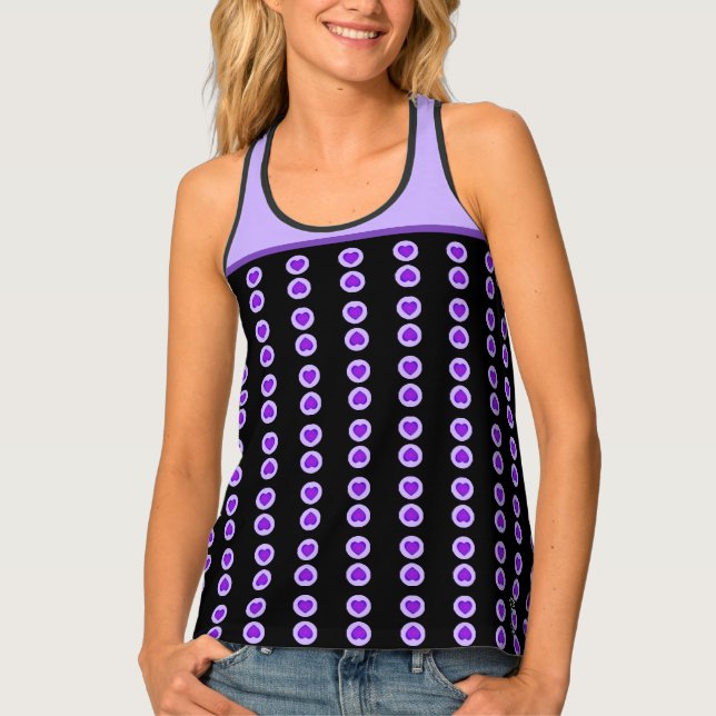 Pastel colors & purple hearts beating tank top (Front)