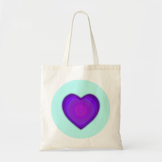 Pastel colors & purple hearts beating tote bag (Front)