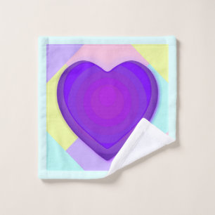 Pastel colors & purple hearts beating wash cloth