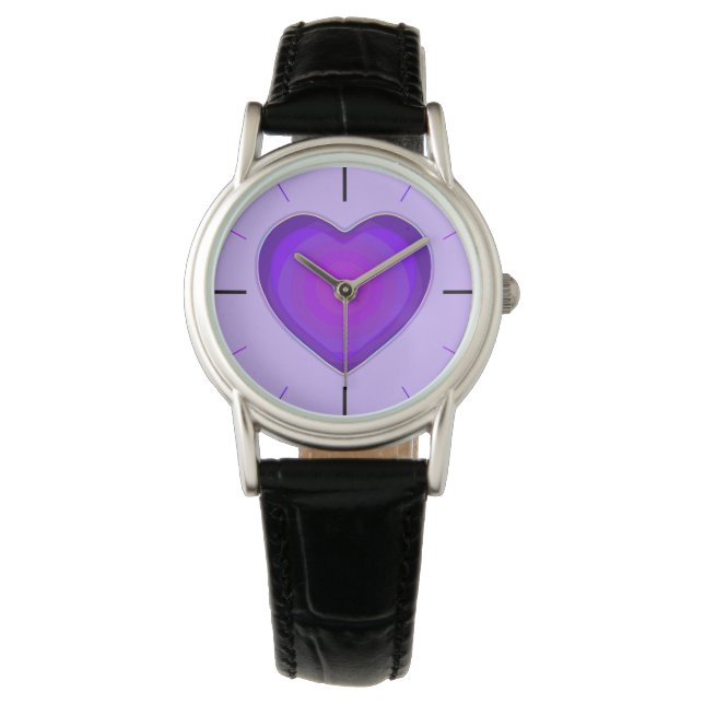 Pastel colors & purple hearts beating watch (Front)