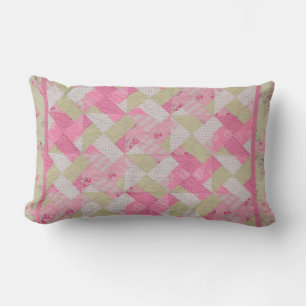 Pastel Colors Quilt Pattern Lumbar Pillow
