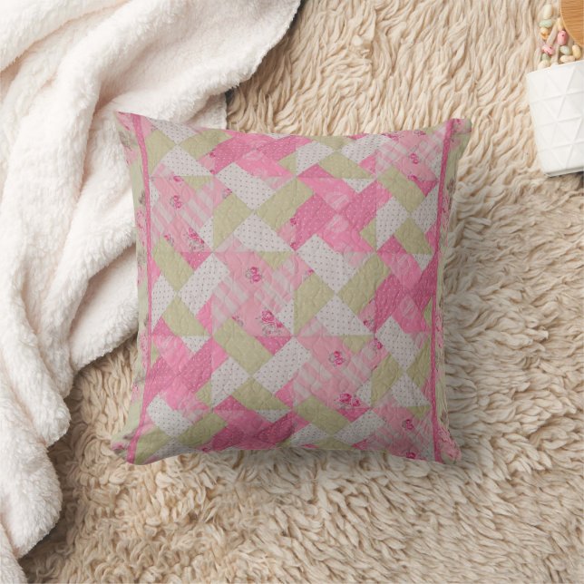 Pastel Colors Quilt Pattern Throw Pillow (Blanket)