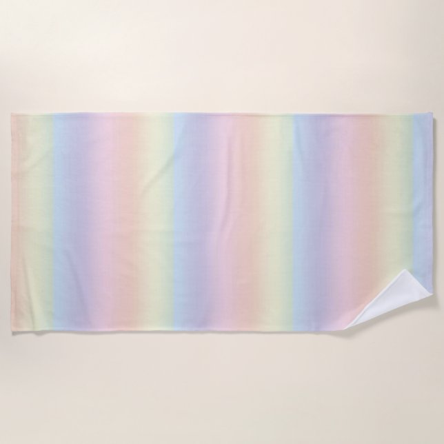 Pastel Colors Rainbow Beach Towel (Front)