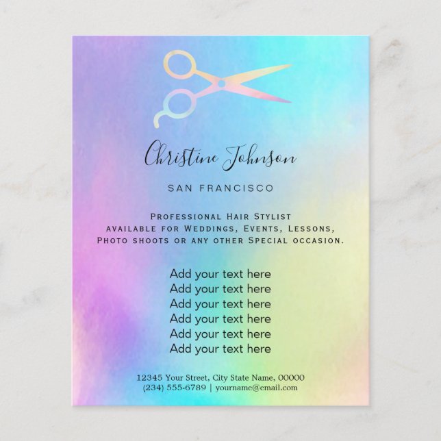 pastel colors scissors logo flyer (Front)