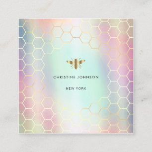 pastel colors shades honeycomb hexagons bee square business card