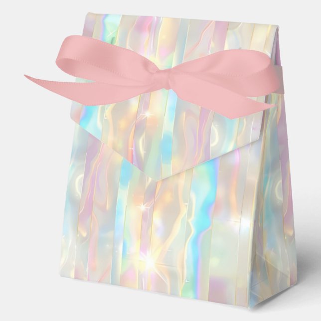 Pastel Colors Shimmering Iridescent Stripes Patter Favor Boxes (Front)