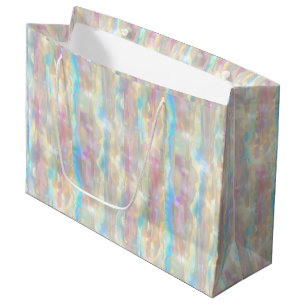 Pastel Colors Shimmering Iridescent Stripes Patter Large Gift Bag