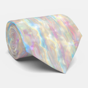 Pastel Colors Shimmering Iridescent Stripes Patter Neck Tie