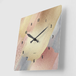 Pastel Colors Shimmering look brushstrokes Square Wall Clock