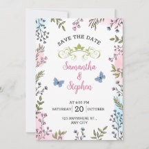 Pastel Colors Sketch Illustrative Floral Save The