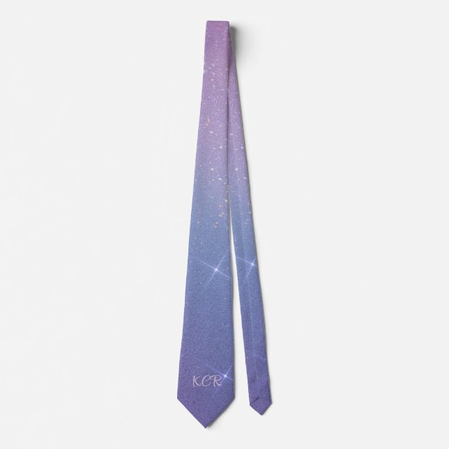 Pastel Colors Sparkle Shine Monogrammed Initials Neck Tie (Front)