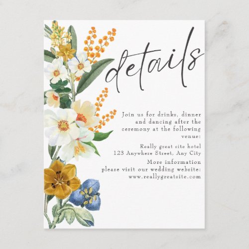 Pastel colors Spring Garden Wildflowers wedding Enclosure Card
