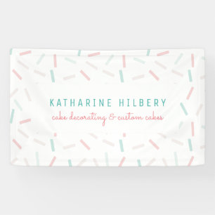 Pastel Colors Sprinkles White Cake Decorating Banner