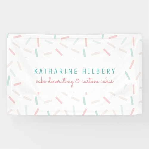 Pastel Colors Sprinkles White Cake Decorating Banner