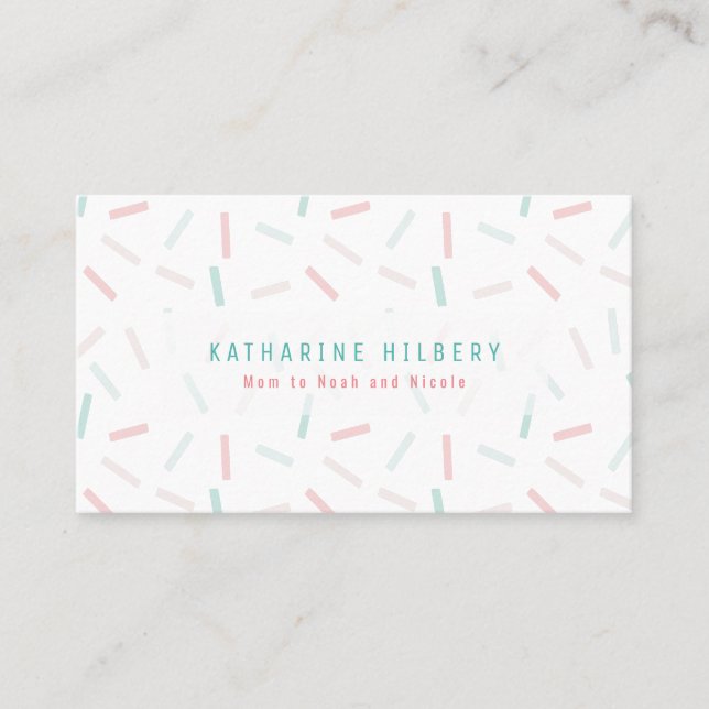 Pastel Colors Sprinkles White Mommy Business Card (Front)