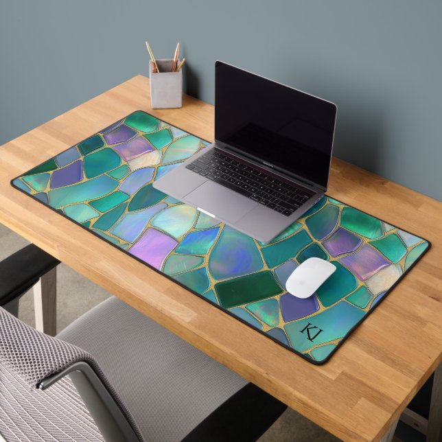 Pastel colors stained glass mosaic pattern desk mat (Office 2)