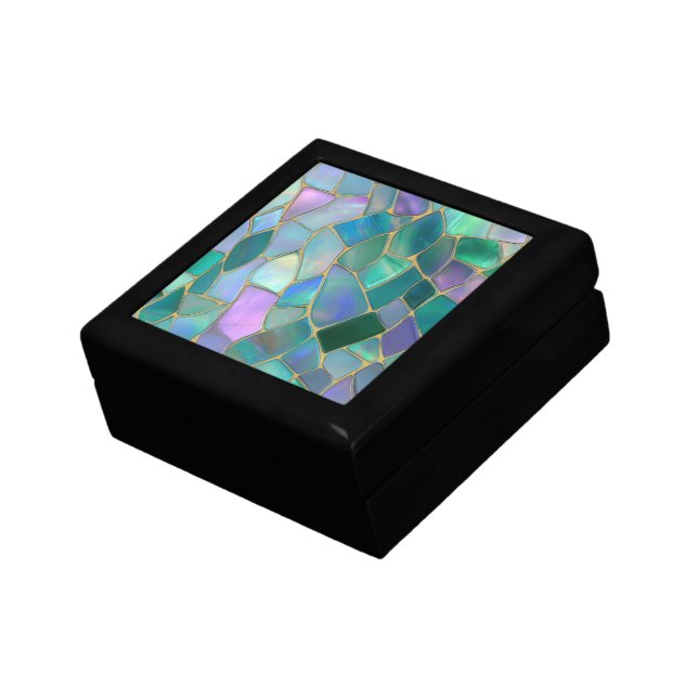 Pastel colors stained glass mosaic pattern gift box (Side)