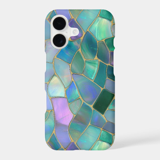 Pastel colors stained glass mosaic pattern iPhone case (Back)