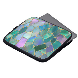 Pastel colors stained glass mosaic pattern laptop sleeve