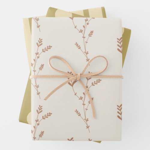 Pastel colors strips dots minimal floral pattern wrapping paper sheets