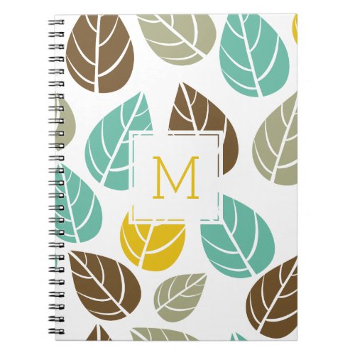 Pastel Colors Stylized Fall Leafs Pattern Notebook