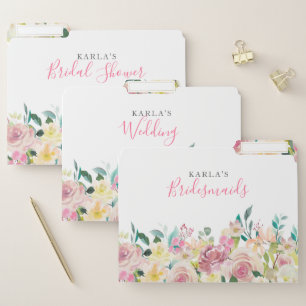 Pastel colors summer flowers border file folder