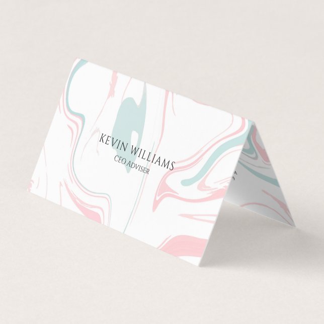 Pastel colors swirly marble business card (Front)