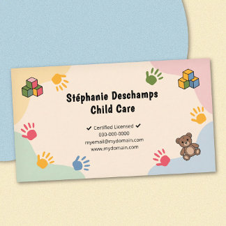 Pastel Colors & Teddy Bear - Child Care Business Card