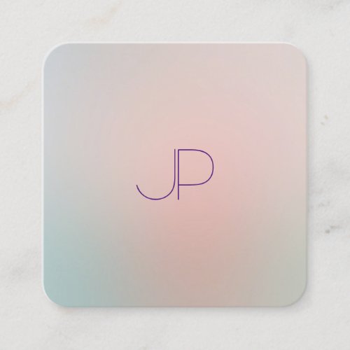 Pastel Colors Template Monogram Modern Elegant Square Business Card