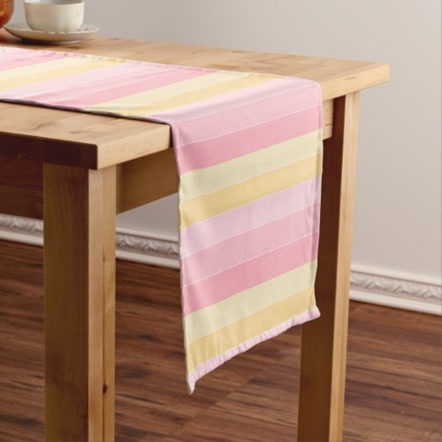 Pastel Colors Template Yellow Pink Purple Stripes  Short Table Runner