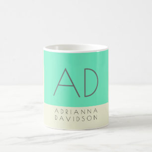 Pastel Colors Trendy Monogram Initials Minimalist Coffee Mug