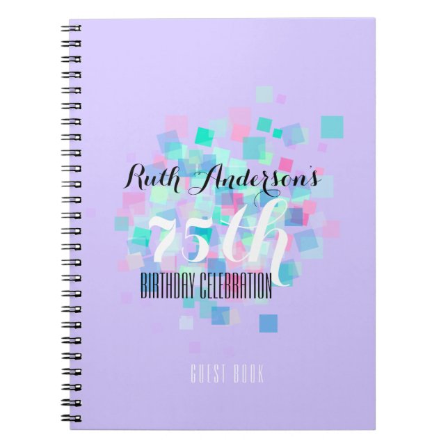 Pastel Colors V 75th Birthday Party Guest Book (Front)