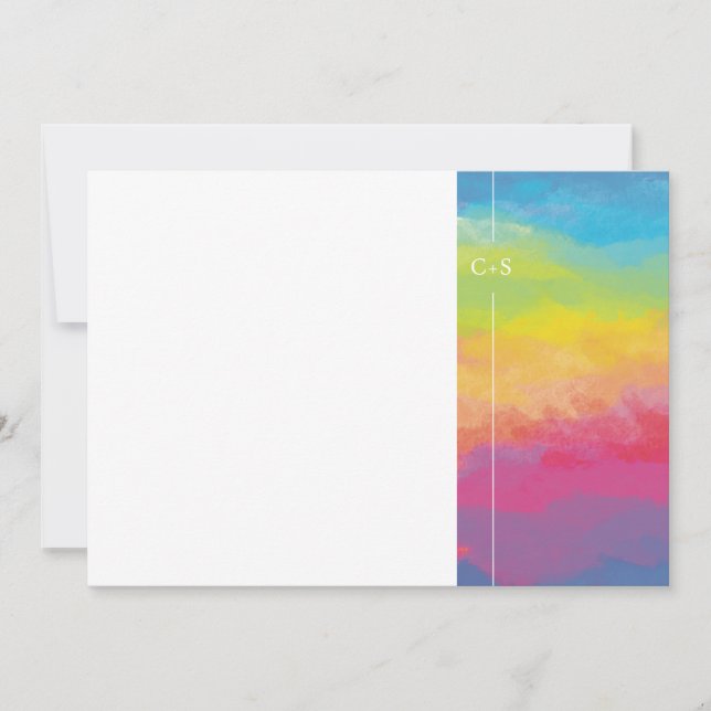 Pastel colors watercolor rainbow  invitation (Front)