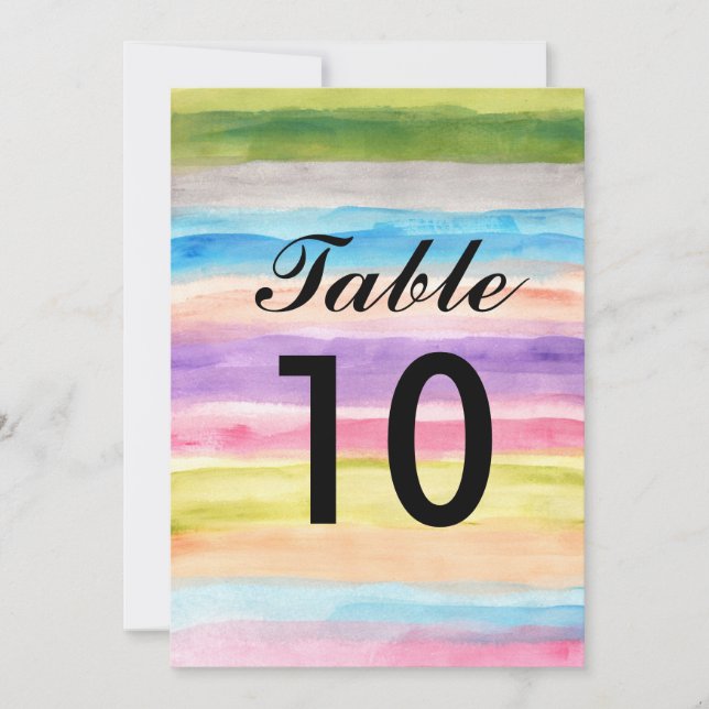 pastel colors watercolor table numbers (Front)