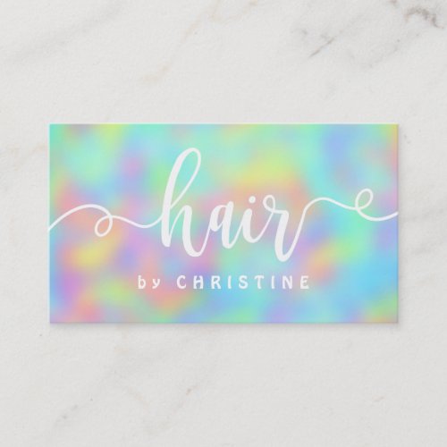 pastel colors white script hair appointment card