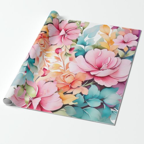 pastel colour floral art  wrapping paper