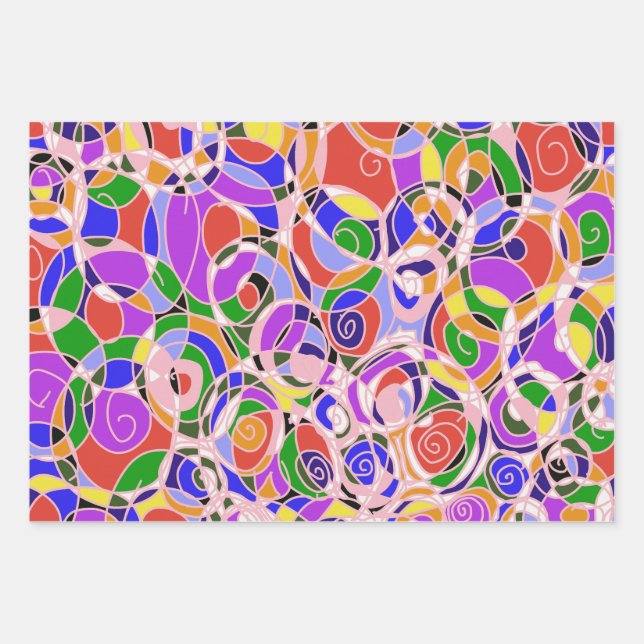 Pastel coloured Abstract  Patterns  Wrapping Paper Sheets (Front)