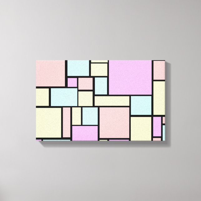 Pastel coloured rectangle design wrapped canvas print (Front)