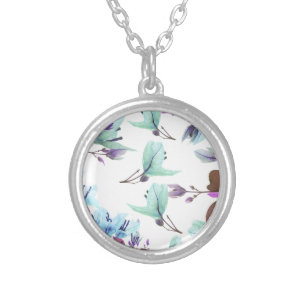 Pastel Colours Bougainvillea Flowers Silver Plated Necklace