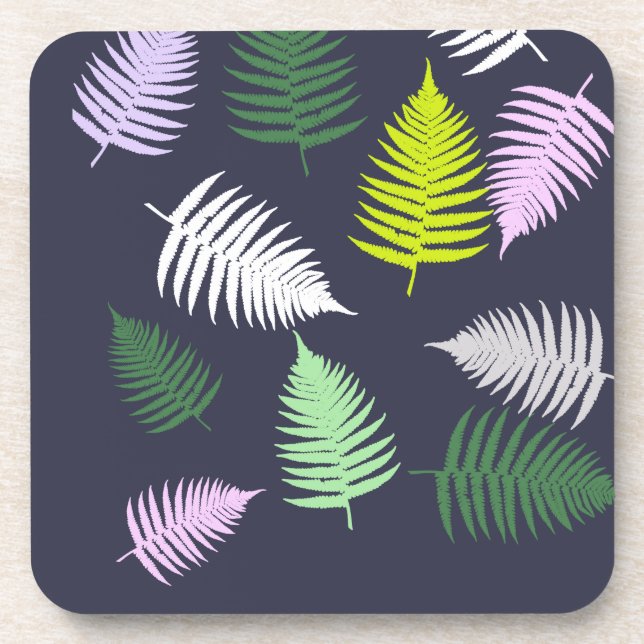 Pastel Colours Lucky Fern Beverage Coaster (Front)