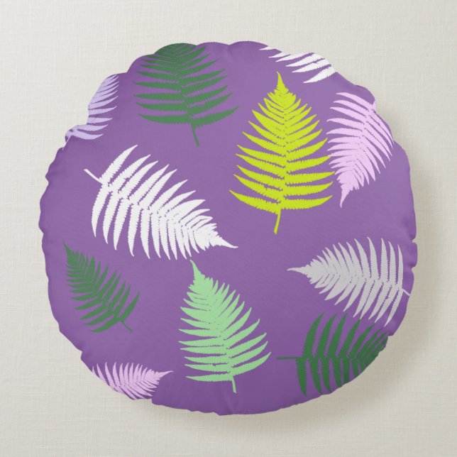 Pastel Colours Lucky Fern Round Pillow (Front)