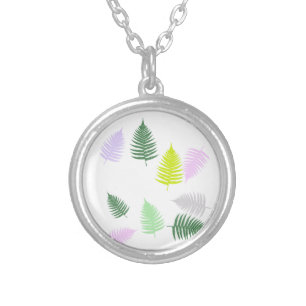 Pastel Colours Lucky Fern Silver Plated Necklace