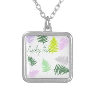 Pastel Colours Lucky Fern Silver Plated Necklace