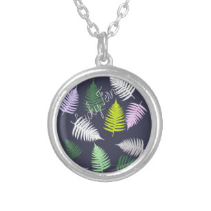 Pastel Colours Lucky Fern Silver Plated Necklace