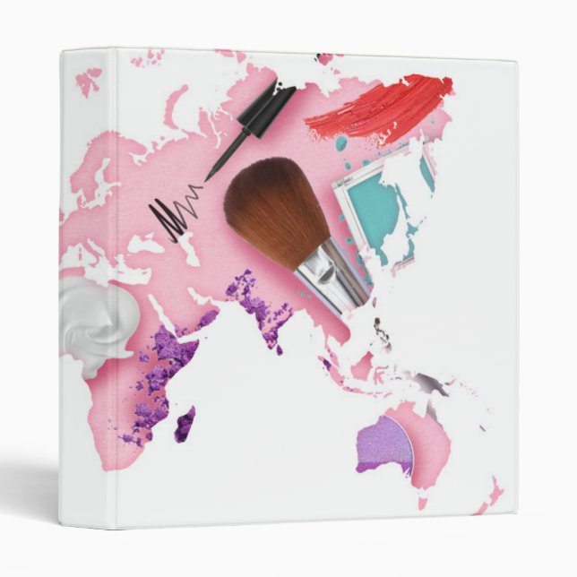 Pastel Comestics World Map 3 Ring Binder (Front/Spine)