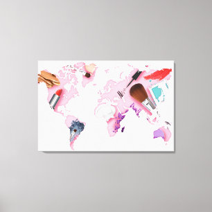 Pastel Comestics World Map Canvas Print
