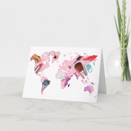 Pastel Comestics World Map Card