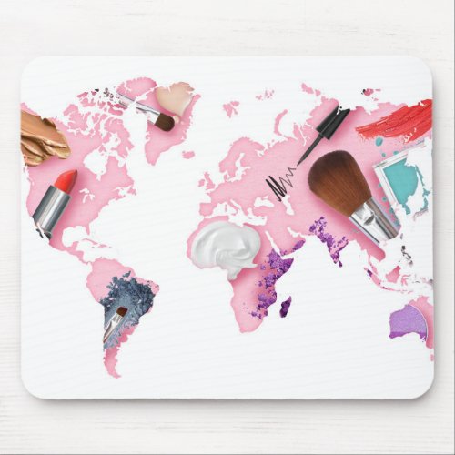 Pastel Comestics World Map Mouse Pad